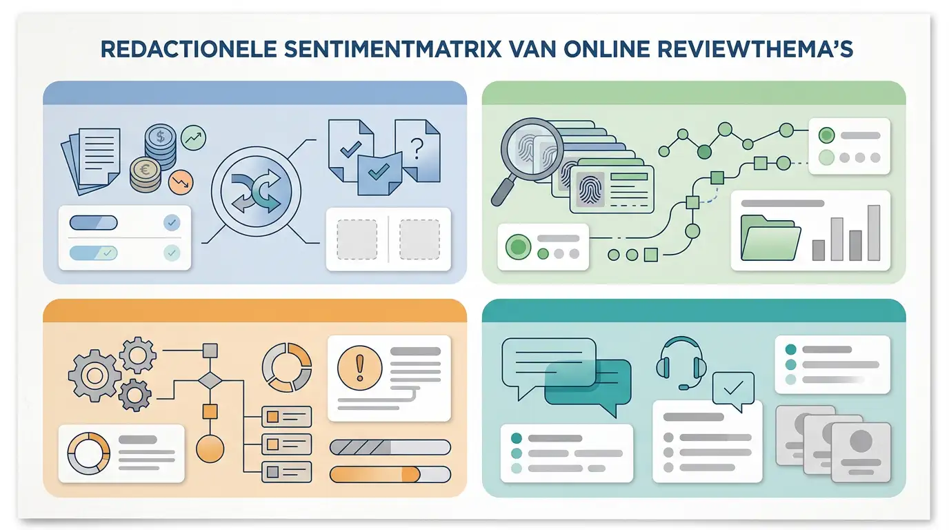 Redactionele visualisatie van terugkerende thema's in Vegadream-ervaringen
